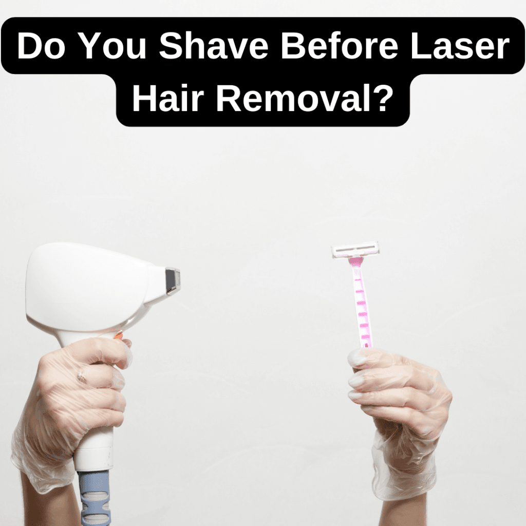 A person holding a razor and a shaving cream, preparing for laser hair removal. Learn the importance of shaving before laser treatment.